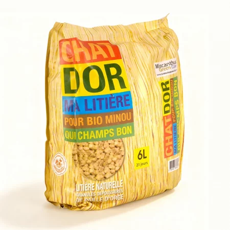 Litière Végétale en Paille d’Orge pour Chat - Chat d'Or® (Sac de 6L)