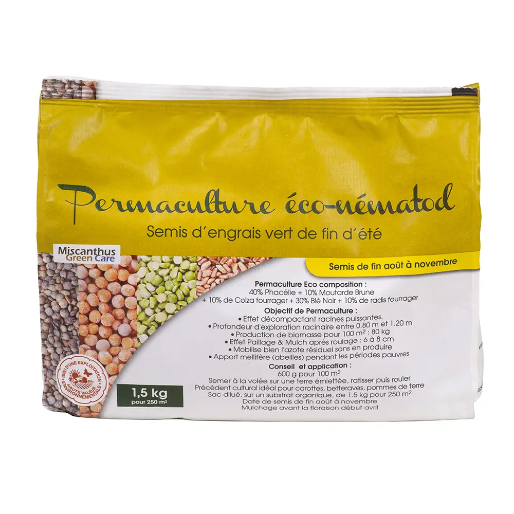 Semis d’Engrais Vert de Fin d’Été – Permaculture Eco-Nematod® (Sac de 1,5kg) Semis d’Engrais Vert de Fin d’Été – Permaculture Eco-Nematod® (Sac de 1,5kg)